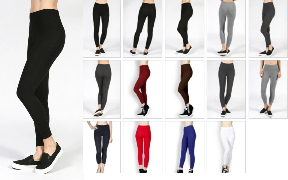 NEW Low Rise LEGGINS YOGA PANTS COTTON SPANDEX STRETCH 3/4 CAPRI LENGTH S-L