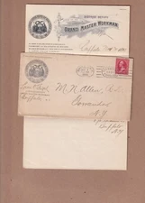 Nov1899 Buffalo New York Grand Master Workman Grand Lodge cover with orig letter