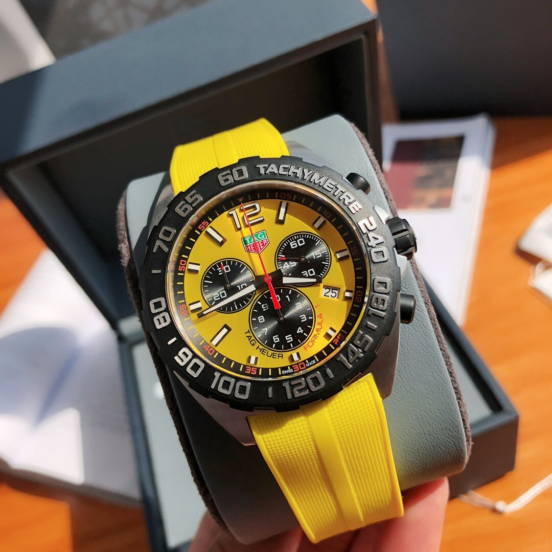 Tag Heuer 43mm Formula 1 Chronograph Yellow Quartz Men's Tag Heuer 43mm Formula 1 Chronograph Yellow Quartz Men's