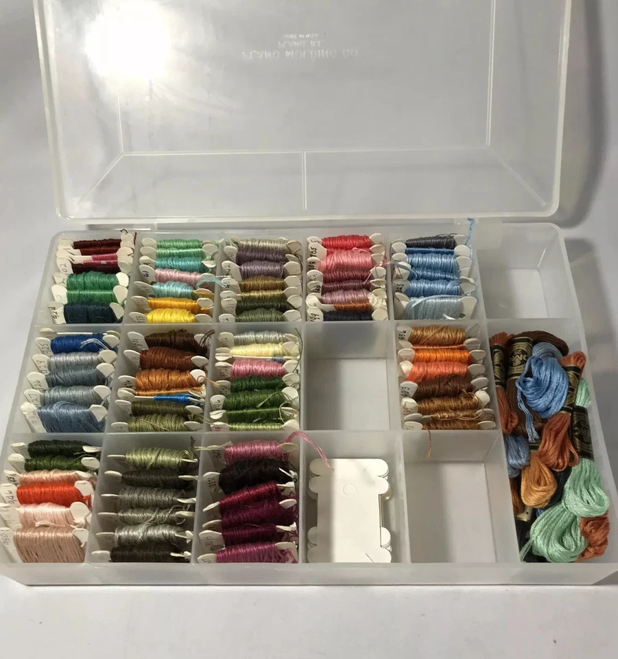 Embroidery Cross Stitch Thread Floss & Plano Molding Co. Storage Box & Lot of 84 - Image 4 of 4
