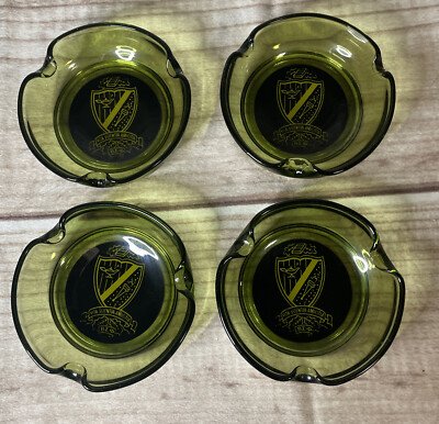 Vtge Beta Signa Phi  Vita Scientia Amicitia  Green/olive Glass Lot (4) Ashtrays 