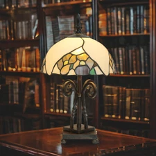 Art Deco Tiffany Lamp 'BLACK ROSE' Unique Table Lamp
