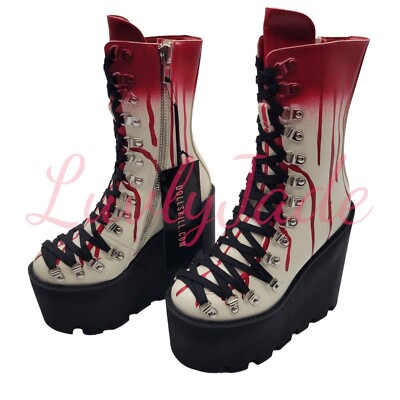 Trickz N Treatz Bloody Leather Platform Boots Halloween Womens | Size 6 | New