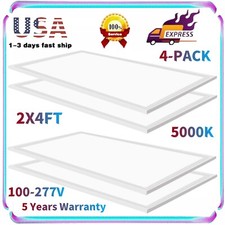 4 Pack 2'x4' LED Panel Celling Light Troffer Edge-Lit Flat 75W 5000K 7800 Lumens