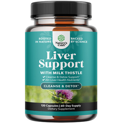 Liver Cleanse Detox & Repair 120 Capsules - Herbal Liver Support Milk Thistle