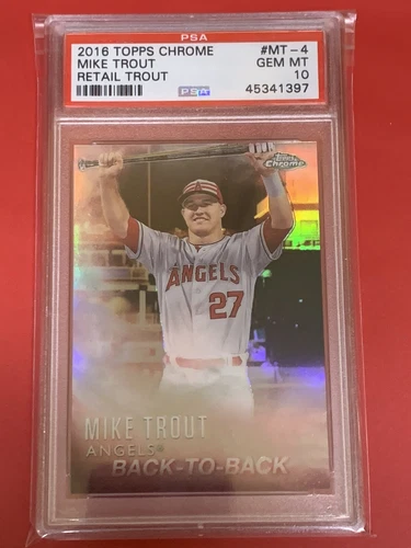 2016 Topps Factory Set MIKE TROUT Chrome Refractor  MT4    -  PSA 10
