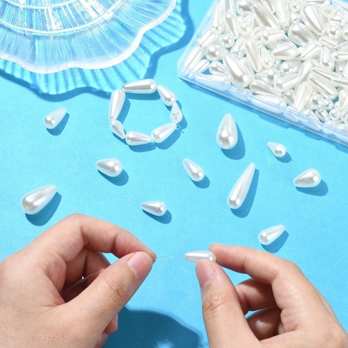 185x Acrylic Imitation Pearl Beads Plastic Teardrop Spacer Beads Raindrop Beads - Picture 5 of 8