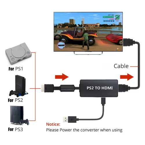 PS2 zu HDMI Video Konverter Adapter HD 1080P für PlayStation 1/2/3 HDTV Monitor - Bild 9 von 11