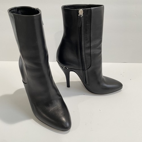 Gucci Black Leather Boots Size 36.5 Silver Logo Hardware Zip Up - Picture 4 of 19