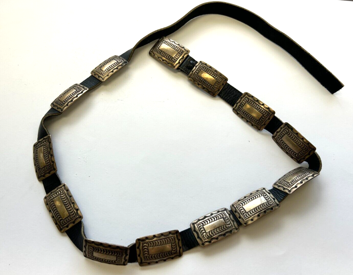 JS James Shay Navajo Sterling Silver Leather Concho Belt Western Native American James Shay  main image 3