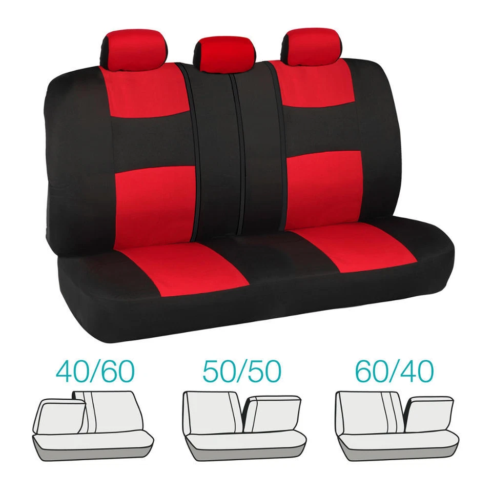 Fundas de asiento de coche para Honda Civic Sedán Cupé rojo y negro banco dividido Foto 3 de 4