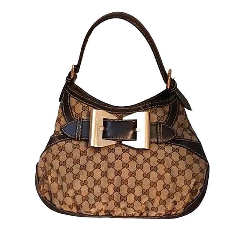 Gucci Shoulder Bag Purse Authentic w LARGE BRASS GOLD BOW Vintage Rare