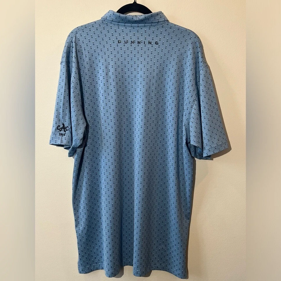 Dunning Golf Polo Performance Para Hombre XL Azul Estampado Camisa Manga Corta Verano Foto 3 de 4