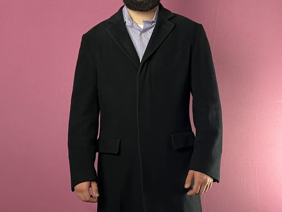 50s buberrys’ wool cashmere chester coat Burberry Vintage Men's Wool/Cashmere Coat - 50 L Black