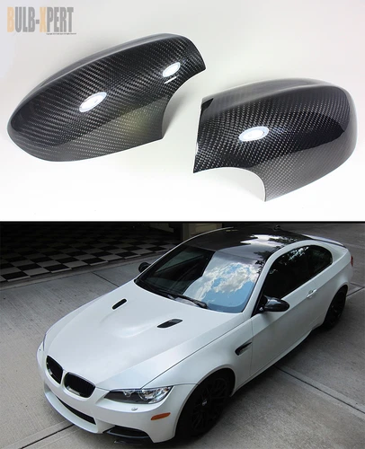 100% REAL VACUUMED DRY CARBON FIBER SIDE MIRROR COVER CAPS FOR BMW E92 M3 COUPE