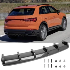 For Audi Q3 Q5 Q7 Q8 Carbon Rear Bumper Diffuser 6 Shark Fins Splitter Lip Kits