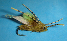 FLY FISHING FLIES - Olive KIWI CICADA Flies size #8 (6 pcs.)