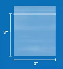 (3" x 3") 2 Mil Thick Clear Plastic Reclosable Zip Poly Bags, Lock Seal Zipper