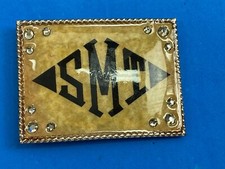 Vintage SMT company logo belt buckle - Gold tone and Jeweled 