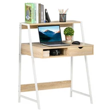 Home Office Computer Desk Study Table for Small Spaces Drawer & Storage Shelves
