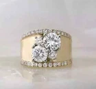 1.50Ct Round Real Moissanite Thick Wide Wedding Band Ring 14k Yellow Gold Plated