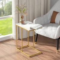 Weiß Beistelltisch Marmor Couchtisch Sofatisch Golden Nachttisch 45X30Cm