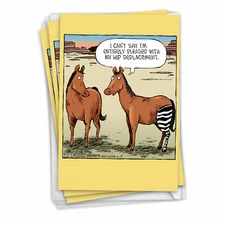 Pack of 3 Funny Get Well Greeting Cards w/ 5x7" Envelopes- Horse Hip Replacement