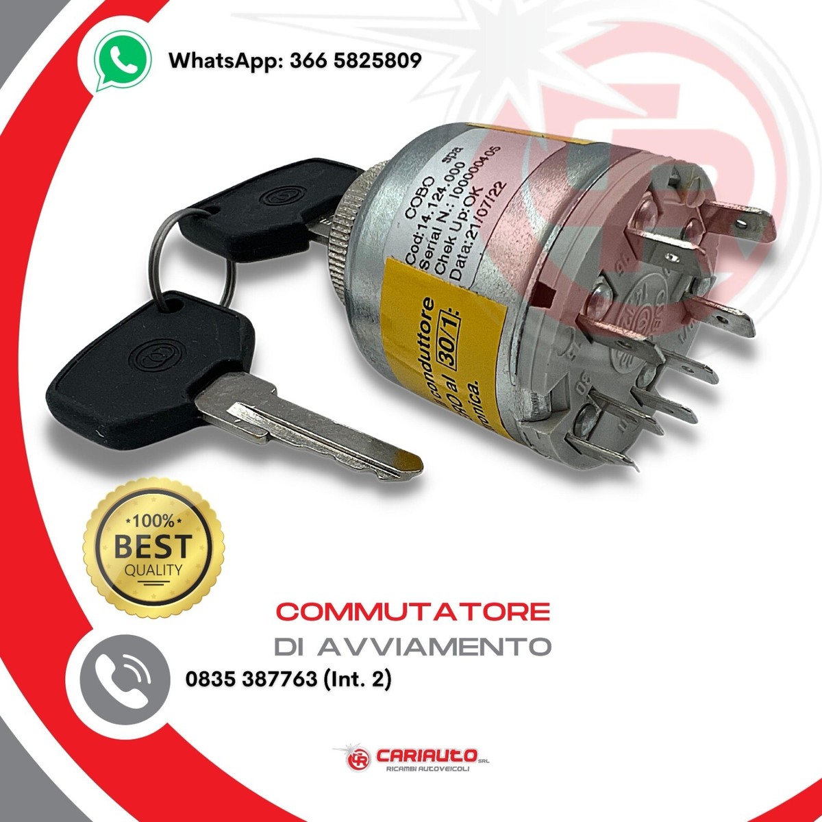 Interruttore Di Accensione Con 2 Chiavi Per Club Car Precedent – Modelli Benzina Dal 2004, Ricambio 1025151-01 - 4