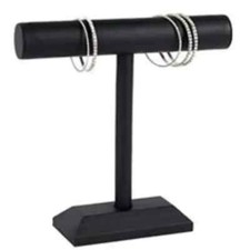 Medium Black Faux Leather T-Bar Bracelet Watch Jewelry Display  NEW