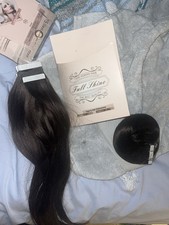 Full Shine Tape-In Human Hair Extensions Dark Brown Straight 14" Remy Quality