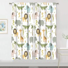 MESHELLY Safari Animals Curtains 29x63" Rod Pocket Baby Boy Nursery Decor