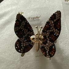 Beautiful Moving-wing Butterfly Hair Clip By Crystal Collection Brown/Brown