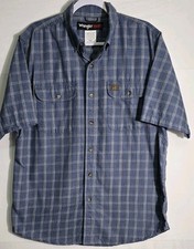 Riggs Work Wear by Wrangler Casual Button Down Men's Size L Tall Blue Plaid