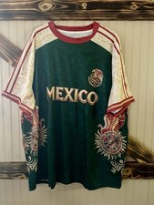 Mexico Soccer Jersey Shirt Men 2XL Green Red Cream Graphic Aztec Calendar NWOT