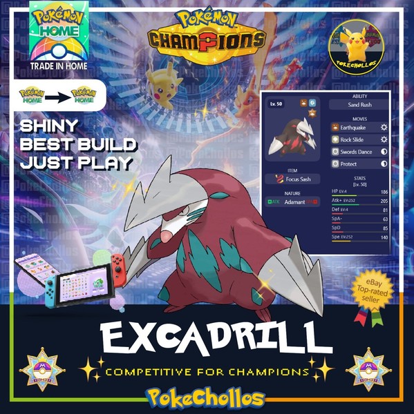 ✨ EXCADRILL SHINY COMPETITIVE BEST BUILD - HOME FAST ✨ Pokemon champions  🏆