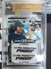 2024 Leaf JJ McCarthy Jim Harbaugh Metal Crystal Silver Pre Proof 1/1 GO BLUE !!
