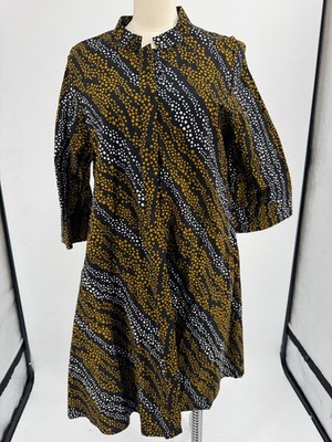 Zuri Kenya Womens Artsy POLKA DOTS  Shirt Dress Size L (DR100THRITY