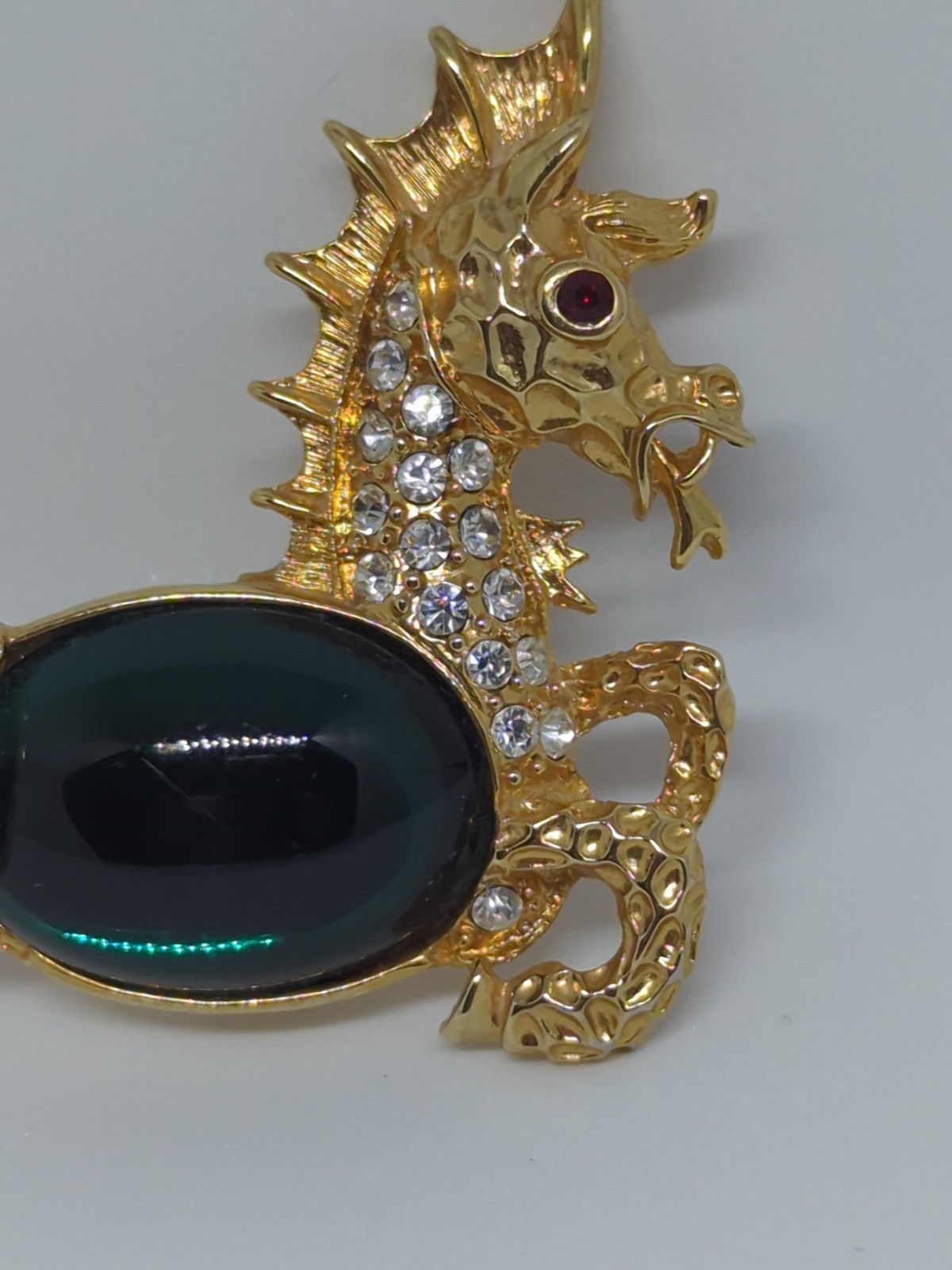 KJL Kenneth Jay Lane Seahorse Green Cabochon Jell… - image 4