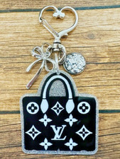 Shopping Bag Bow Silver Heart Swivel Key Chain Backpack Tag Purse Charm RTS