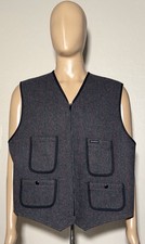 Vintage Woolrich Wool Vest XL Gray Red Malone Plaid Full Zip Utility Hunting