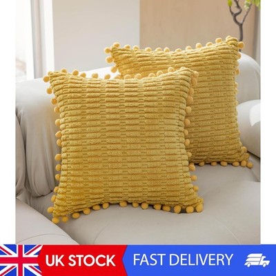 45x45 Kissenbezüge Sonnenblumengelb Ocker, flauschige Cordkissen 18x18,