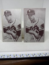 1947-66 Exhibits, Eddie Mathews, HOF, Milwaukee Braves Lot Of 2 Stains. See Pics