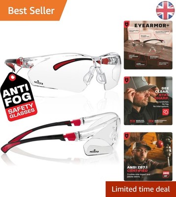Klare Antibeschlag Schutzbrille mit UV-Schutz - verstellbar schwarz & rot Design