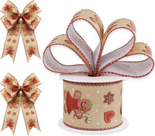 Gingerbread Christmas Ribbon with Wired Edge 2.5" Gingerbread Man Ribbon Xmas Ho