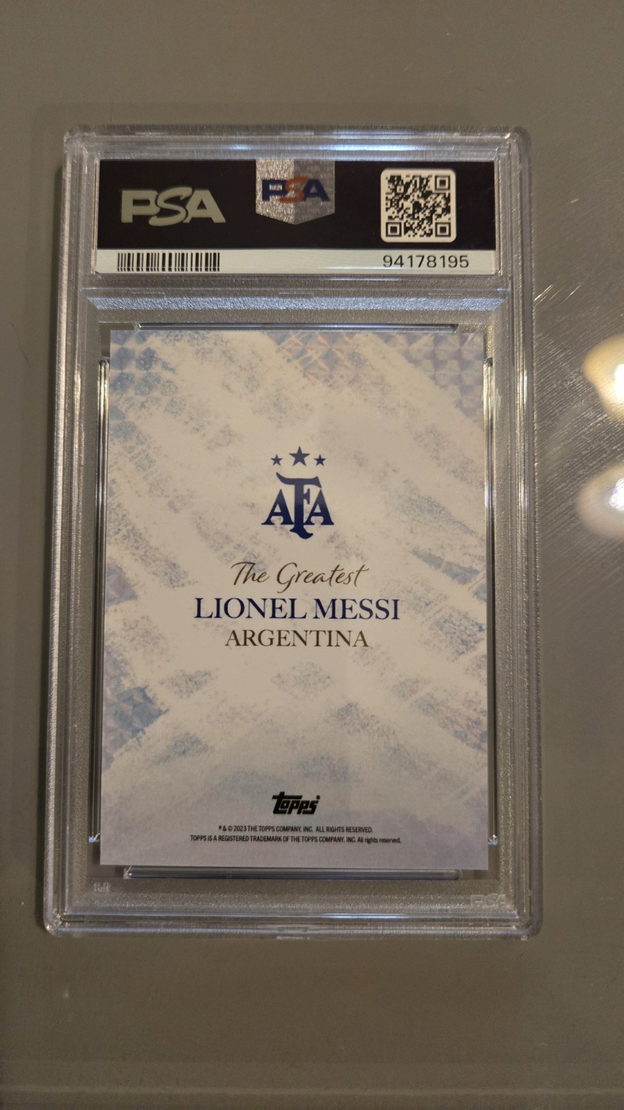 2023 Topps Argentina World Champions - The Greatest Lionel Messi psa 10  view 6