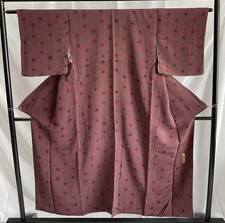 Kimono Pure Silk Red  Black Small Pattern Used 22cm Sleeve Condition Verified