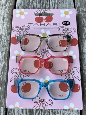 TAHARI PREMIUM 3-PACK  READING GLASSES READERS +2.50 NEW on CARD 