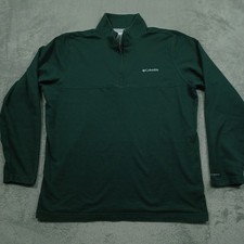 Columbia Sweater Mens Large Green 1/4 Zip Pul...