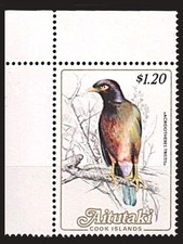Birds, Common Myna, Aitutaki Cook Islands 1984 MNH corner
