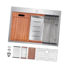 28 x 22 Drop In Stainless Steel Workstation Sink, 28 Inch 18-Gauge Stainless